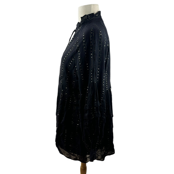 by Anthropologie Quinn Sequined Tunic Blouse Shimmer Small Witchy Whimsigoth - Picture 10 of 16